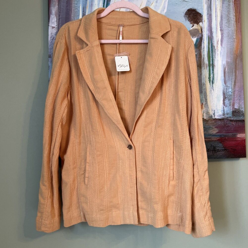 FREE PEOPLE Lightweight Cotton Blazer Terracotta Size S NWT